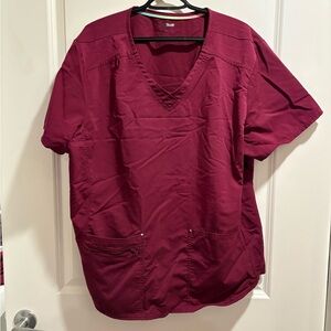 Scrubstar Unisex Maroon V-Neck Short Sleeve Shirt and pants